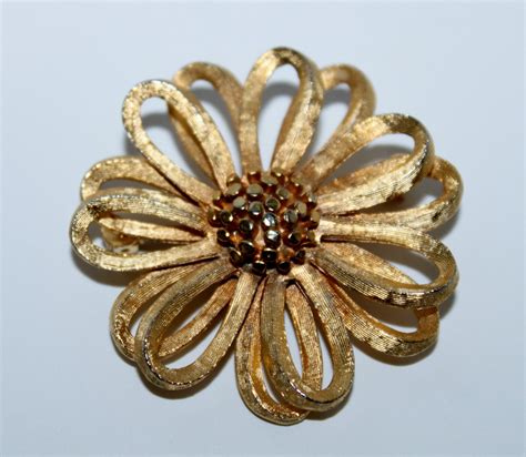 Vintage B.S.K. Gold Tone Brooch BSK Jewelry