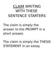 Improve Your Claim Writing with These Sentence Starters | Course Hero