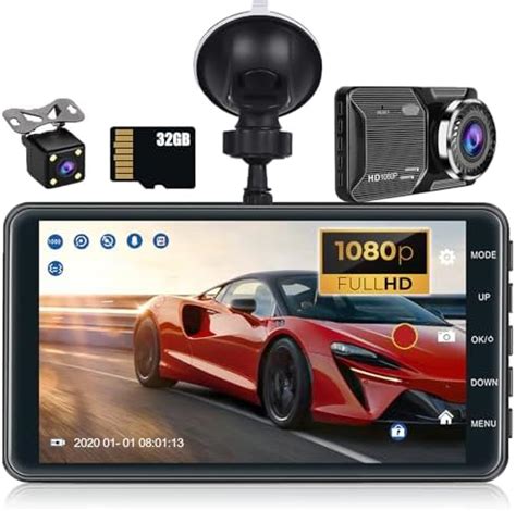 Camecho Dash Cam Front And Rear With Gb Tf Card Fhd P Inch