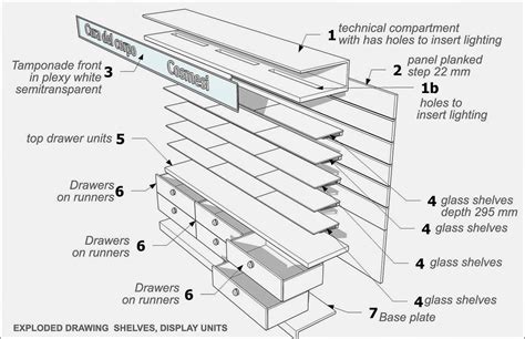 Exploded Drawing Shelves Display Units Pharmacy Design Hospital