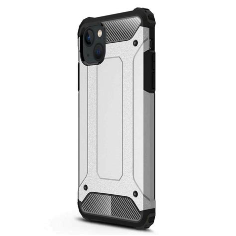 Microsonic Apple iPhone 13 Kılıf Rugged Armor Gümüş Kılıf Marketim