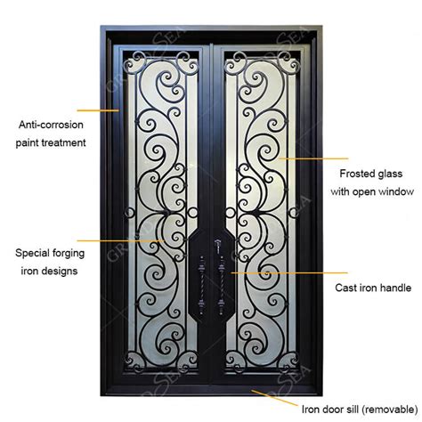 Best 3 Meter Height Big Size Forged French Wrought Iron Metal Door Design China,3 Meter Height ...