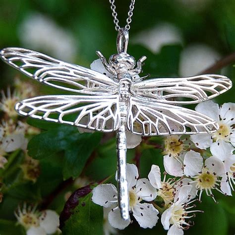 Dragonfly Necklace Silver Dragonfly Jewelry Sterling Silver Etsy