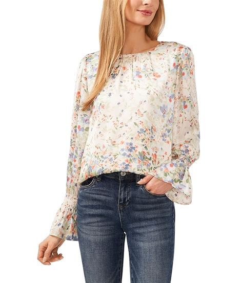 Women S Cece Long Sleeve Smocked Cuff Blouse Zappos