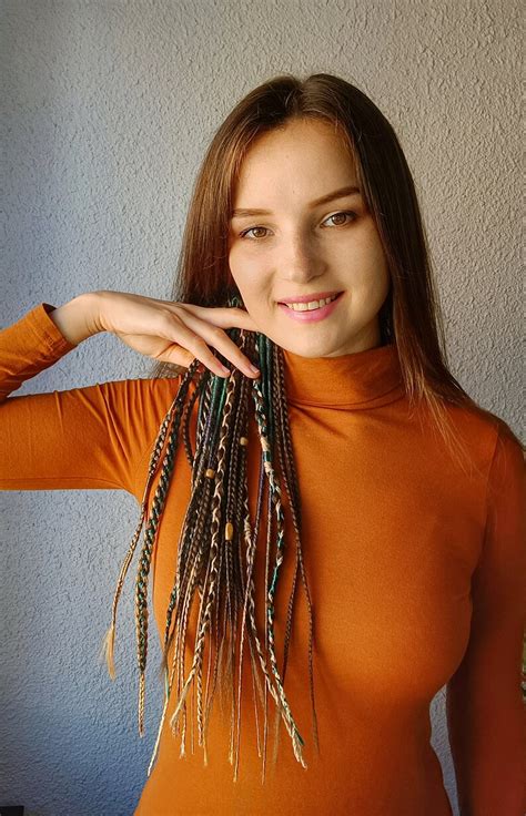 Clip In Dreads Brown Boho Hair Extensions Green Viking Dreads On Hair Clips Hippie Hair