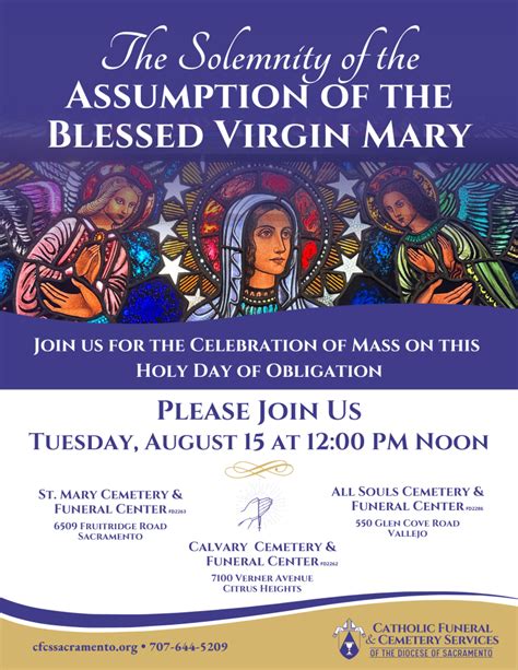 The Solemnity Of The Assumption Of The Blessed Virgin Mary Catholic Funeral And Cemetery