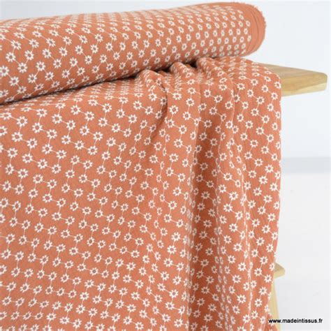 Tissu Double Gaze Brod E Linda Coloris Terracotta Oeko Tex