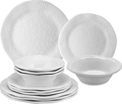 Upware 12 Piece Melamine Dinnerware Set Includes Dinner