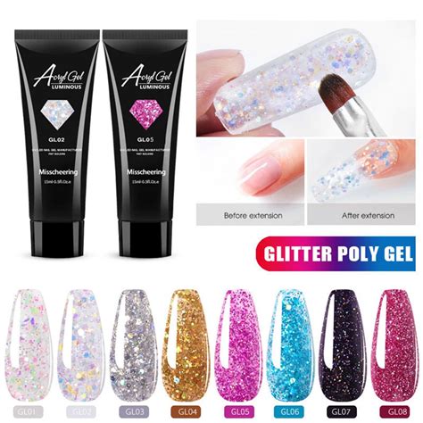 Ml Poly Verl Ngerung Gel Nagel Set Poly N Gel Glitter Kit Builder Led