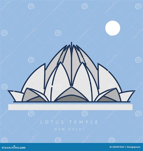 Lotus Temple A Modern Architecture New Delhi Icon Illustration