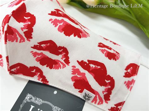 Unique Lips Face Mask With Filter Pocket Red Lips Face Mask Etsy