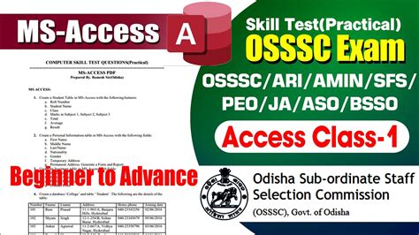 Ms Access Practical Question Pdf Osssc Computer Skill Test For Peo