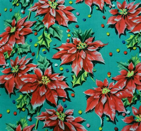 Oop Christmas Fabric Holiday Poinsettia Fabric Bty Joann Fabric Vintage Retro Inspired Christmas