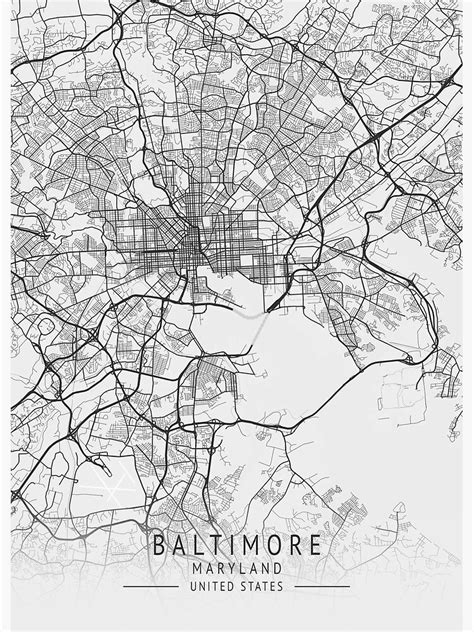 Baltimore Maryland US Gray City Map Poster For Sale By Ctmapprint