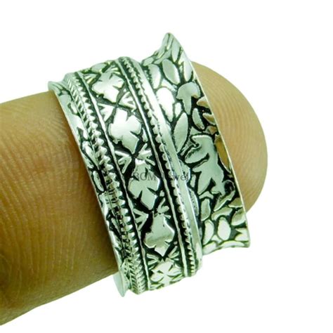 925 Sterling Silver Meditation Spinner Cool Stress Relieving Ring For