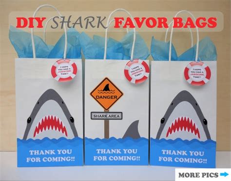 Shark Favor Bags Shark Party Theme Shark Birthday Shark