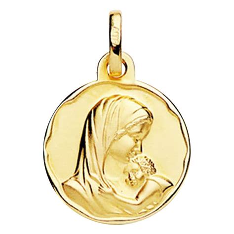 Médaille Vierge à l Enfant en Or Jaune 750 16 mm Lumiosa Ocarat