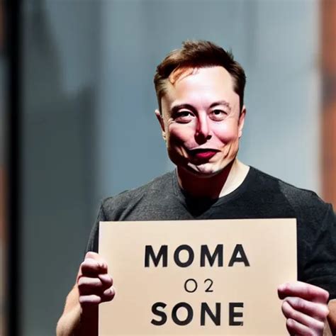 A Medium Shot Photograph Of Elon Musk Holding A Sign Stable Diffusion