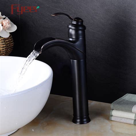 Fyeer Tall Body Black Teapot Waterfall Basin Mixer China Black Basin