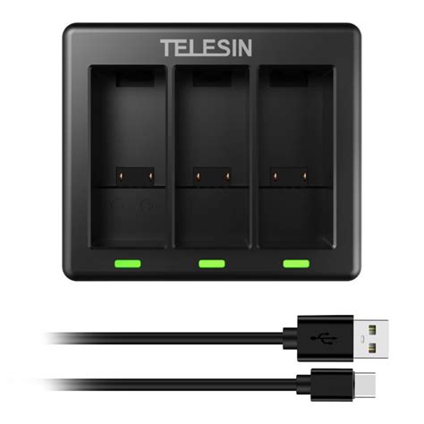 TELESIN 3 Ways Battery Charger With LED Light Charging Box For GoPro