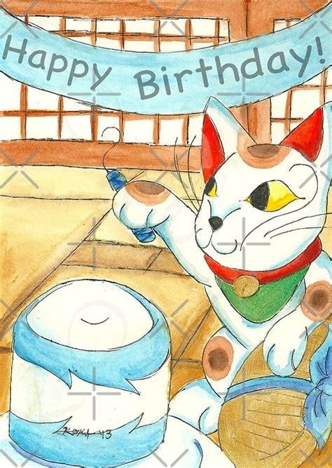 Neko Birthday Celebration Greeting Cards By Kokeefeart Redbubble