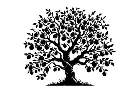 Plum Tree Silhouette Vector Illustration Premium Ai Generated Vector