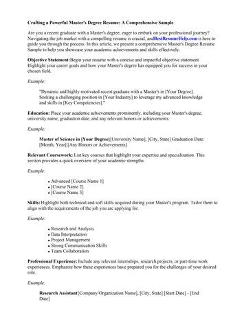 Master'S Degree Resume Sample by Tanisha Hicks - Issuu