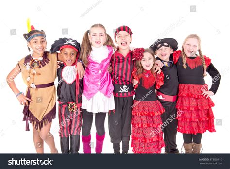 Group Kids On Halloween Isolated White Stock Photo (Edit Now) 373895110