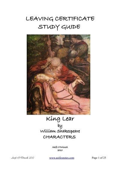 LEAVING CERTIFICATE STUDY GUIDE King Lear Aoife S Notes