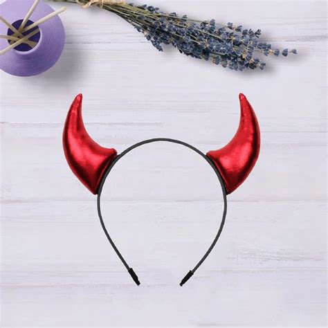 Red Devil Horns Headband Glitter Hairband Headpiece