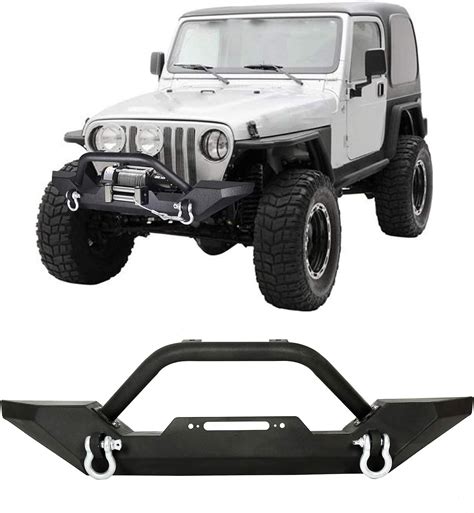 Front Bumper Winch Plate D Ring Rock Crawler Black For 1986 2006 Jeep Wrangler Tj Yj Winches