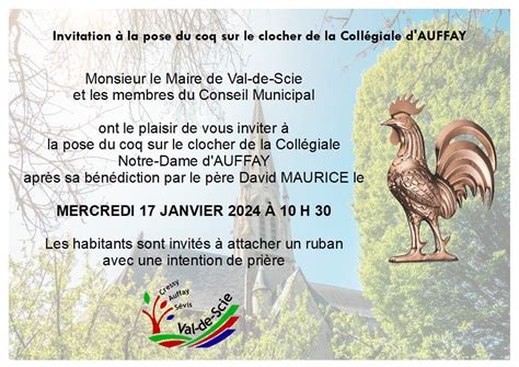 Bénédiction et pose du coq de la collégiale Notre Dame d Auffay