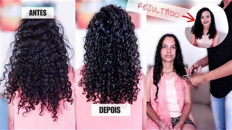 CORTE V EM CABELO CACHEADO PARA NÃO TER VOLUME EM CASA YouTube