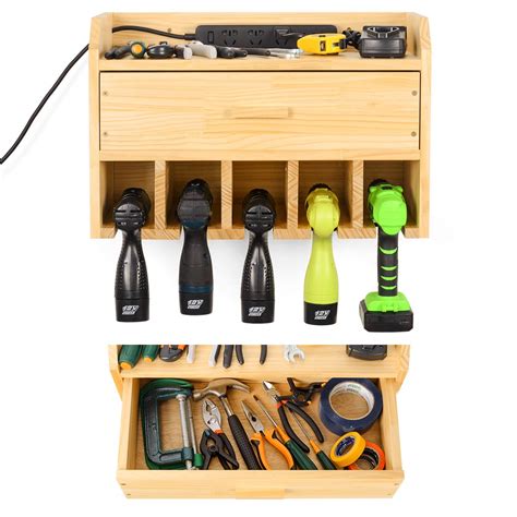 Buy Power Tool Storage Organiser, Cordless Drill Holder Charging Station, Wall Mounted Power ...