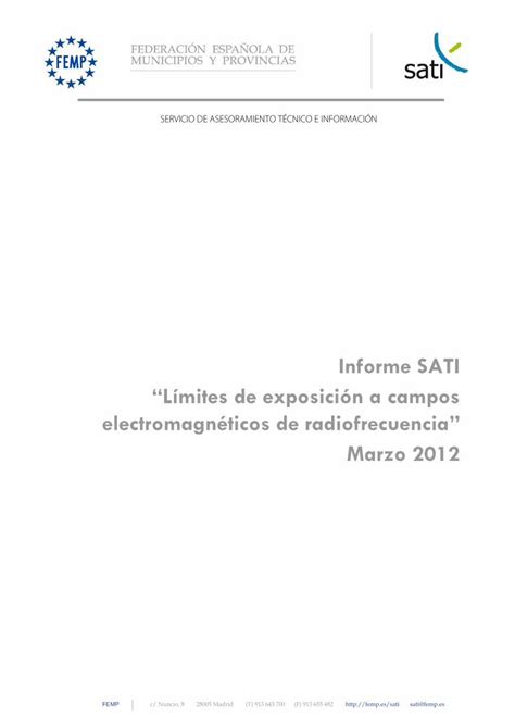 Informe Sati “límites De Exposición A Campos Electromagnéticos De