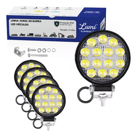 Kit Refletor Holofote Luminaria Farol Leds V V Cor Da Carca A