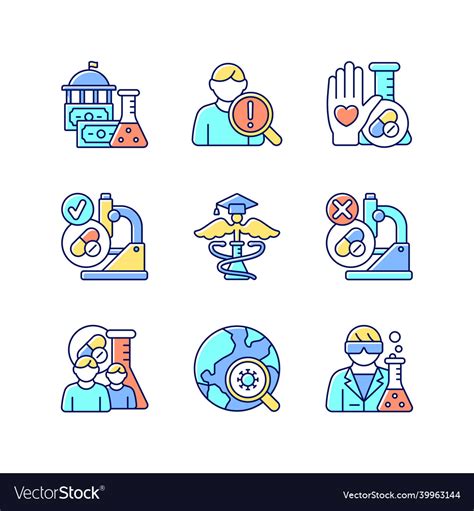 Clinical Study Rgb Color Icons Set Royalty Free Vector Image