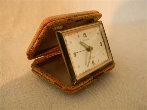 Items Similar To Vintage Florn Travel Alarm Clock Leather Case Germany