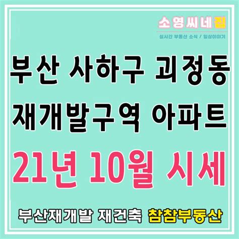 부산재개발 사하구 괴정동 재개발구역 아파트 시세비교 네이버 블로그