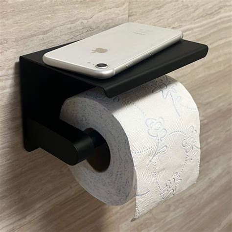 Springos Toiletrolhouder Zwart Zelfklevend Zonder Boren WC