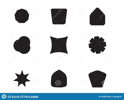 Geometric Shapes Black Silhouette Icon Set Outline Cartoon Abstract