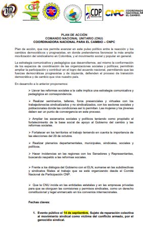 PLAN DE ACCIÓN COMANDO NACIONAL UNITARIO CNPC 16 DE AGOSTO 2023