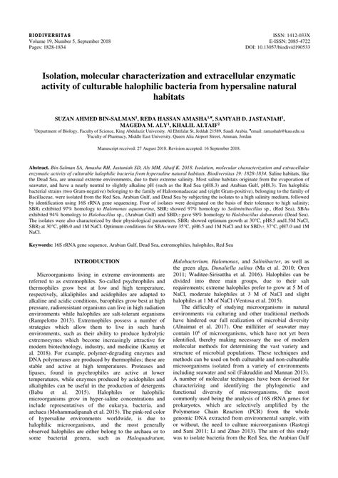 Pdf Isolation Molecular Characterization And Extracellular Enzymatic