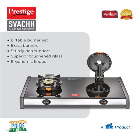 Prestige Svachh Gtsv 02 Toughened Glass Top Gas Stove With Liftable Bu Trp Estore