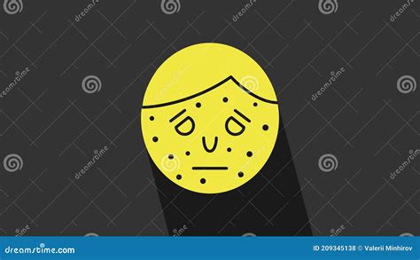 Yellow Face With Psoriasis Or Eczema Icon Isolated On Grey Background