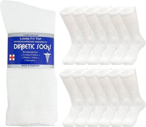 3 12 Pairs Mens Health Circulatory Diabetic Crew Cotton Socks White Size 9 15 Ebay