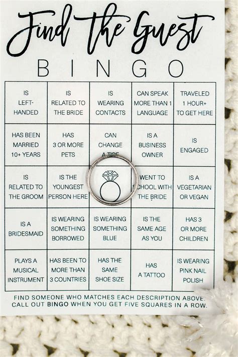 Find The Guest Bingo Find The Guest Bingo Bridal Shower Game Etsy Bridal Shower Games Fun