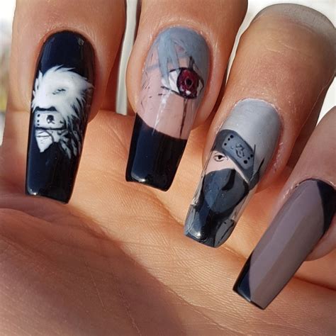 Kakashi Anime Nails Naruto Nails Acrylic Nails Coffin Short