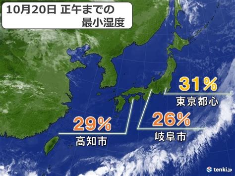 全国的に秋晴れ 午後も晴天続く 空気乾燥で東京都心は湿度30パーセント台前半に気象予報士 日直主任 2022年10月20日 日本気象