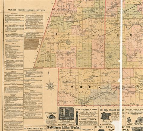 Map of Monroe County New York NY 1887 Restoration Hardware - Etsy